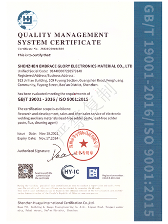 QUALITY MANAGEMENT SYSTEM CERTIFICATE